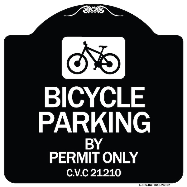 Signmission Bicycle Parking by Permit C.V.S. 21210 Heavy-Gauge Aluminum Sign, 18" x 18", BW-1818-24322 A-DES-BW-1818-24322 - main